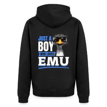 Drôle d’émeu animal juste un garçon qui aime les émeus - Veste à capuche bio Premium Unisexe - noir - Dos - Nico (187cm)