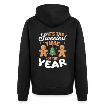 Christmas Gingerbread It´s the Sweetest Time Of - Unisex Premium Organic Zip Hoodie - black - Back - Nico (187cm)