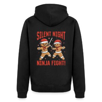 Christmas Gingerbread Silent night, ninja fight! - Unisex Premium Organic Zip Hoodie - black - Back - Nico (187cm)