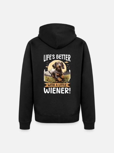 Funny Dachshund Doxie Wiener - Unisex Premium Bio Zip Hoodie - Schwarz