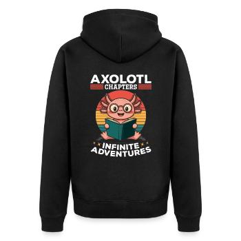 Axolotl Books Kawaii Axolotl Chapters - Unisex Premium Organic Zip Hoodie - black - Back - Nico (187cm)