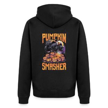 Monster Truck Halloween Pumpkin smasher - Unisex Premium Bio Zip Hoodie - Schwarz - Hinten - Nico (187cm)