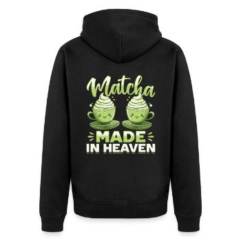 Matcha Thé vert Latte Matcha Made in Heaven - Veste à capuche bio Premium Unisexe - noir - Dos - Nico (187cm)