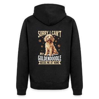 Goldendoodle Dog Breed Sorry i can't my - Unisex Premium Bio Zip Hoodie - Schwarz - Hinten - Nico (187cm)