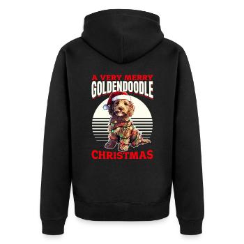 Goldendoodle Noël chien race A Very Merry - Veste à capuche bio Premium Unisexe - noir - Dos - Nico (187cm)