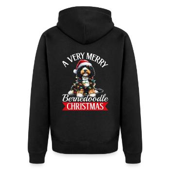 Bernedoodle Chien de Noël Race A Very Merry - Veste à capuche bio Premium Unisexe - noir - Dos - Nico (187cm)