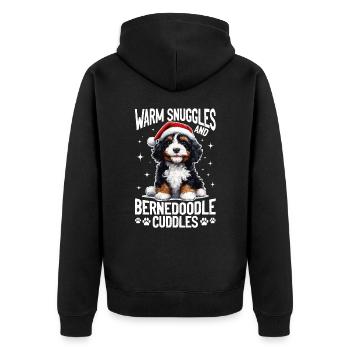 Bernedoodle Christmas Dog Breed Warm Snuggles - Unisex Premium Organic Zip Hoodie - black - Back - Nico (187cm)