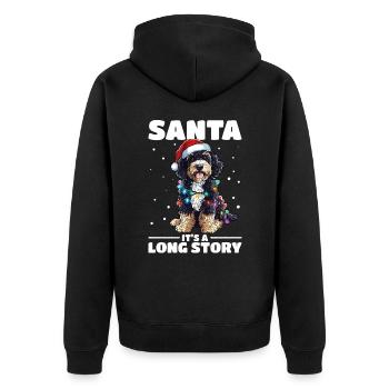 Bernedoodle Christmas Dog Breed Santa - Unisex Premium Bio Zip Hoodie - Schwarz - Hinten - Nico (187cm)