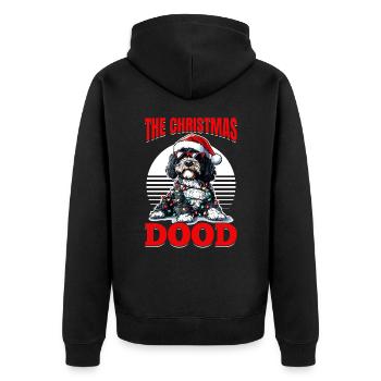 Bernedoodle Christmas Dog Breed The Christmas Dood - Unisex Premium Bio Zip Hoodie - Schwarz - Hinten - Nico (187cm)