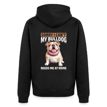 Bouledogue anglais Race de chien Désolé je ne peux pas mon - Veste à capuche bio Premium Unisexe - noir - Dos - Nico (187cm)