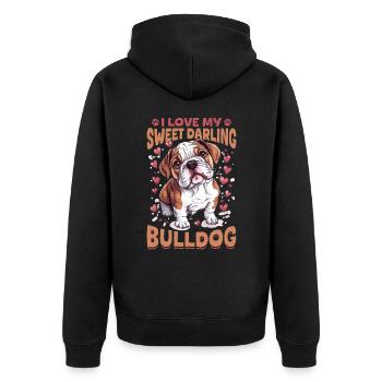 Bouledogue anglais Race de chien I Love My Sweet - Veste à capuche bio Premium Unisexe - noir - Dos - Nico (187cm)