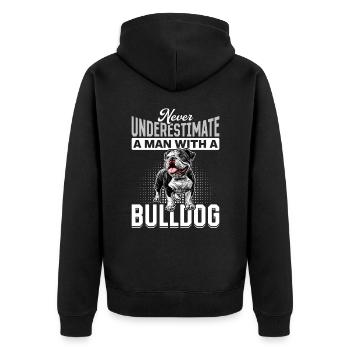 Bouledogue anglais Race de chien Ne jamais sous-estimer - Veste à capuche bio Premium Unisexe - noir - Dos - Nico (187cm)