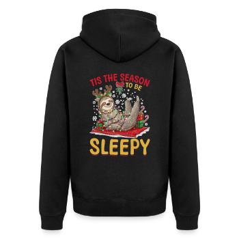 Sloth Christmas Animal Tis the Season to be Sleepy - Unisex Premium Organic Zip Hoodie - black - Back - Nico (187cm)