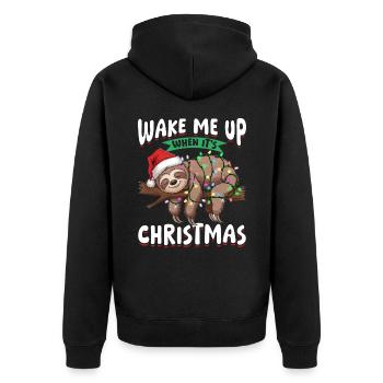 Sloth Christmas Wake Me up when its Christmas - Unisex Premium Organic Zip Hoodie - black - Back - Nico (187cm)