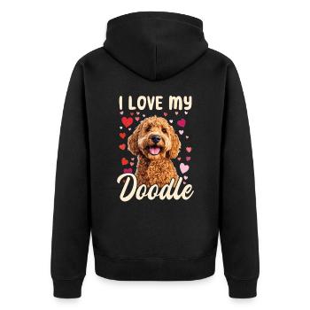 Goldendoodle Dog Breed I Love My Doodle - Unisex Premium Organic Zip Hoodie - black - Back - Nico (187cm)