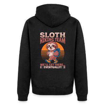 Sloth Hiking Mountains Sloth Hiking Team We'll - Unisex Premium Bio Zip Hoodie - Schwarz - Hinten - Nico (187cm)