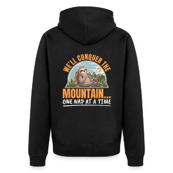 Paresseux Randonnée Montagne Nous partirons à la conquête de la montagne - Veste à capuche bio Premium Unisexe - noir - Dos - Nico (187cm)