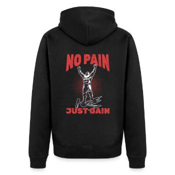 Lutteur Pas de douleur, juste du gain ! - Veste à capuche bio Premium Unisexe - noir - Dos - Nico (187cm)