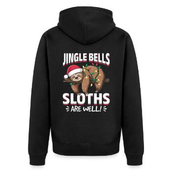 Paresseux Noël Animal Jingle bells paresseux aussi - Veste à capuche bio Premium Unisexe - noir - Dos - Nico (187cm)