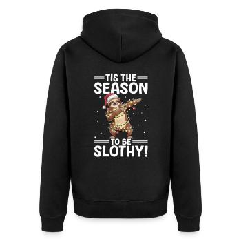 Animal de Noël paresseux C’est la saison pour être paresseux - Veste à capuche bio Premium Unisexe - noir - Dos - Nico (187cm)