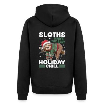 Sloth Christmas Animal Sloths make the best - Unisex Premium Bio Zip Hoodie - Schwarz - Hinten - Nico (187cm)