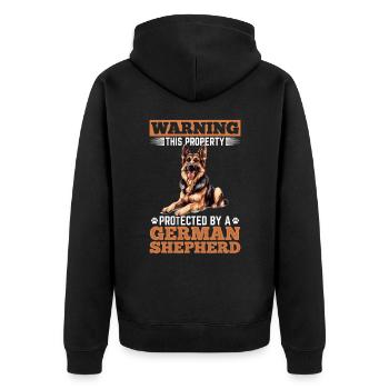 Berger allemand Race Avertissement Cette propriété - Veste à capuche bio Premium Unisexe - noir - Dos - Nico (187cm)