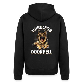 German Shepherd Dog Breed Wireless Doorbell - Unisex Premium Bio Zip Hoodie - Schwarz - Hinten - Nico (187cm)