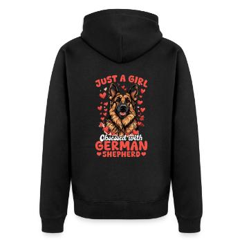 Berger allemand Race Juste une fille obsédée - Veste à capuche bio Premium Unisexe - noir - Dos - Nico (187cm)