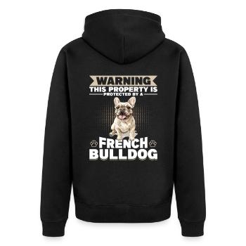 Bouledogue français Frechie Race de chien Avertissement Ceci - Veste à capuche bio Premium Unisexe - noir - Dos - Nico (187cm)