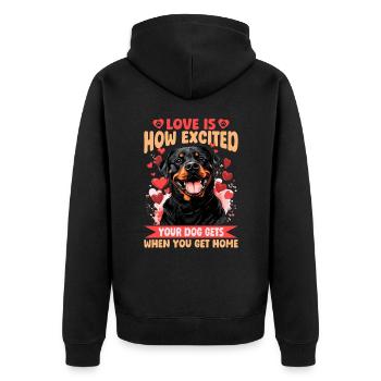 Funny Rottweiler Lover Dog Owner - Unisex Premium Organic Zip Hoodie - black - Back - Nico (187cm)