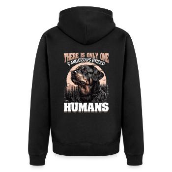 Funny Rottweiler Lover Dog Owner - Unisex Premium Organic Zip Hoodie - black - Back - Nico (187cm)