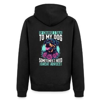 Funny Rottweiler Lover Dog Owner - Unisex Premium Organic Zip Hoodie - black - Back - Nico (187cm)