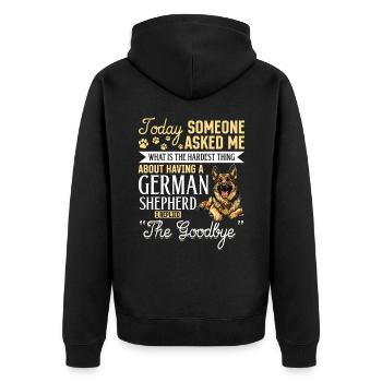 Funny German Shepherd Lover Dog Owner - Unisex Premium Bio Zip Hoodie - Schwarz - Hinten - Nico (187cm)