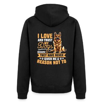 German Shepherd Lover Dog Owner - Unisex Premium Bio Zip Hoodie - Schwarz - Hinten - Nico (187cm)