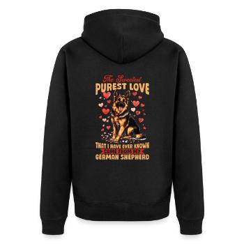 German Shepherd Lover Dog Owner - Unisex Premium Bio Zip Hoodie - Schwarz - Hinten - Nico (187cm)