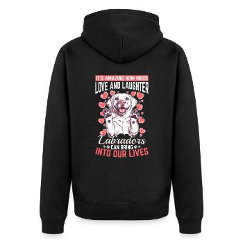 Labrador Lover Dog Owner - Unisex Premium Bio Zip Hoodie - Schwarz - Hinten - Nico (187cm)