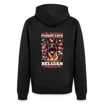 Belgian Malinois Lover Dog Owner - Unisex Premium Organic Zip Hoodie - black - Back - Nico (187cm)