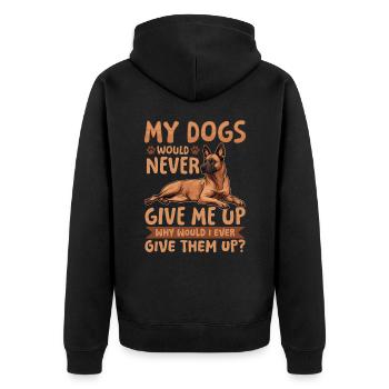 Belgian Malinois Lover Dog Owner - Unisex Premium Organic Zip Hoodie - black - Back - Nico (187cm)
