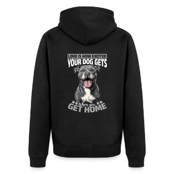 Pitbull Terrier Dog Owner - Unisex Premium Bio Zip Hoodie - Schwarz - Hinten - Nico (187cm)