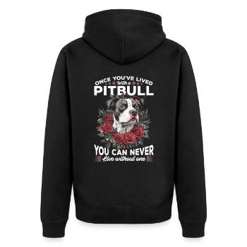 Pitbull Terrier Dog Owner - Unisex Premium Bio Zip Hoodie - Schwarz - Hinten - Nico (187cm)