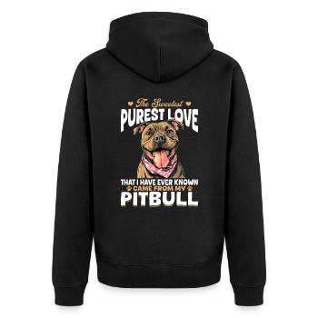 Pitbull Terrier Dog Owner - Unisex Premium Bio Zip Hoodie - Schwarz - Hinten - Nico (187cm)