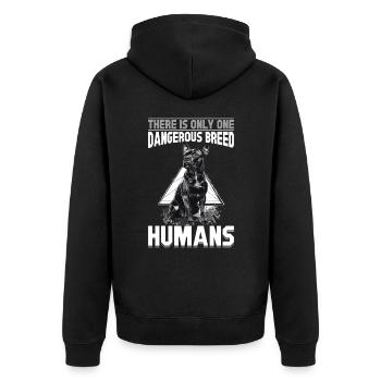 Pitbull Terrier Dog Owner - Unisex Premium Organic Zip Hoodie - black - Back - Nico (187cm)