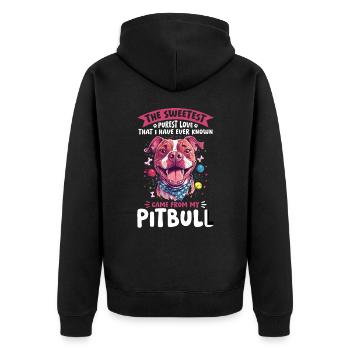 Pitbull Terrier Dog Owner - Unisex Premium Bio Zip Hoodie - Schwarz - Hinten - Nico (187cm)