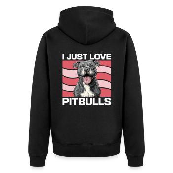 Pitbull Terrier Dog Owner - Unisex Premium Bio Zip Hoodie - Schwarz - Hinten - Nico (187cm)
