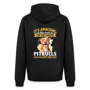 Pitbull Terrier Dog Owner - Unisex Premium Bio Zip Hoodie - Schwarz - Hinten - Nico (187cm)