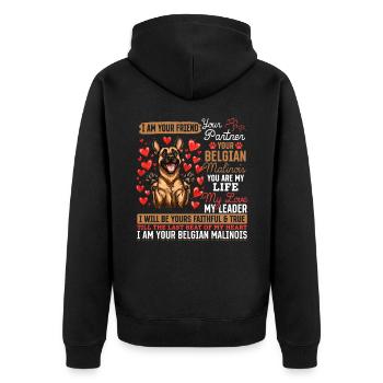 Belgian Malinois Lover Dog Owner - Unisex Premium Organic Zip Hoodie - black - Back - Nico (187cm)