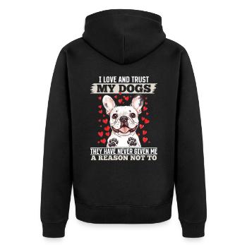 Bouledogue français Frenchie Propriétaire de chien - Veste à capuche bio Premium Unisexe - noir - Dos - Nico (187cm)