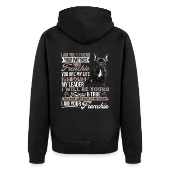 Bouledogue français Frenchie Propriétaire de chien - Veste à capuche bio Premium Unisexe - noir - Dos - Nico (187cm)