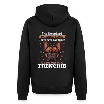Bouledogue français Frenchie Propriétaire de chien - Veste à capuche bio Premium Unisexe - noir - Dos - Nico (187cm)