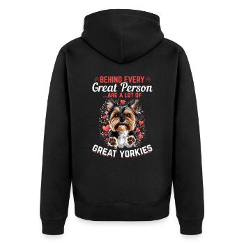 Yorkshire Terrier Propriétaire d’un chien Yorkie - Veste à capuche bio Premium Unisexe - noir - Dos - Nico (187cm)